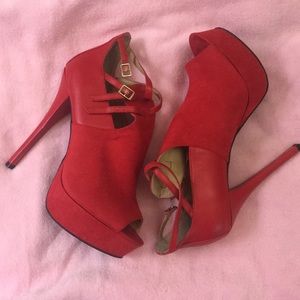 Red Suede Stilettos booties size 10